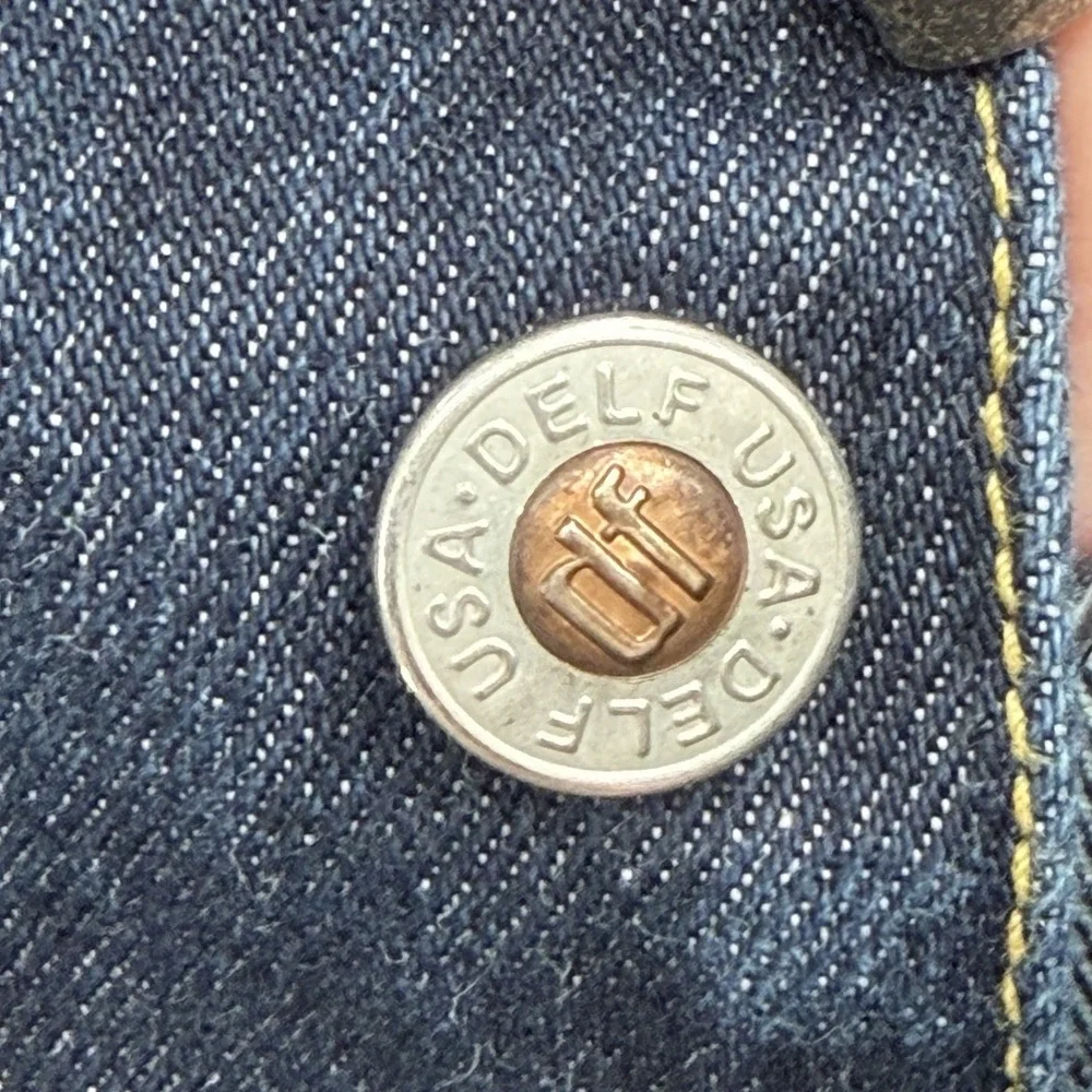 VTG Delf USA Jean Jacket Mens 2XL Denim Oversized Trucker Hip Hop Streetwear Y2K